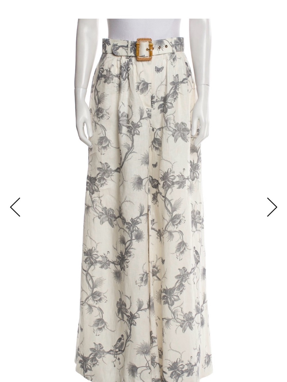 Zimmerman Cream Floral Wide-Leg Pants w Belt